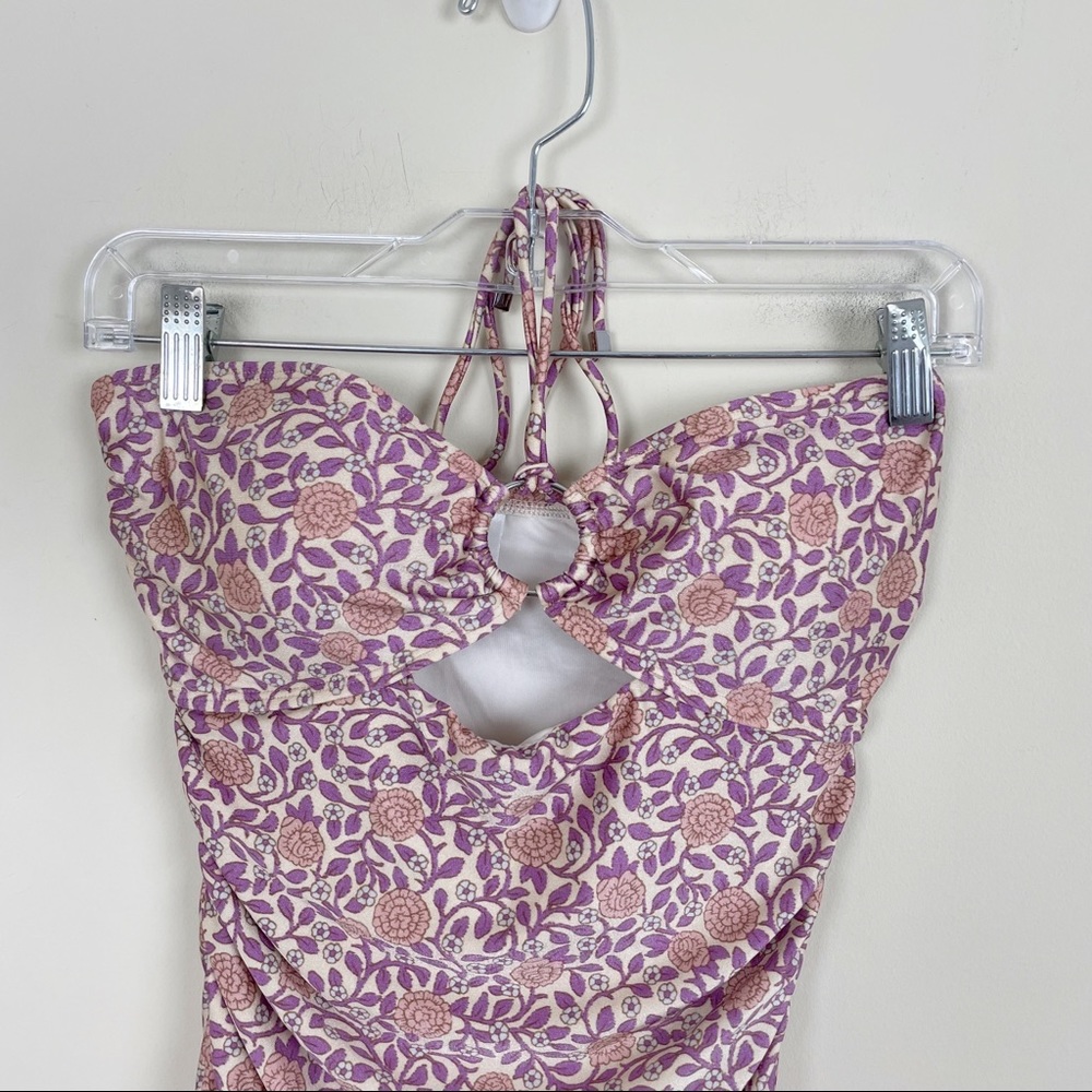 Zimmerman Purple Floral Caravan Ring Halter Neck One Piece Swimsuit - Picture 3 of 12